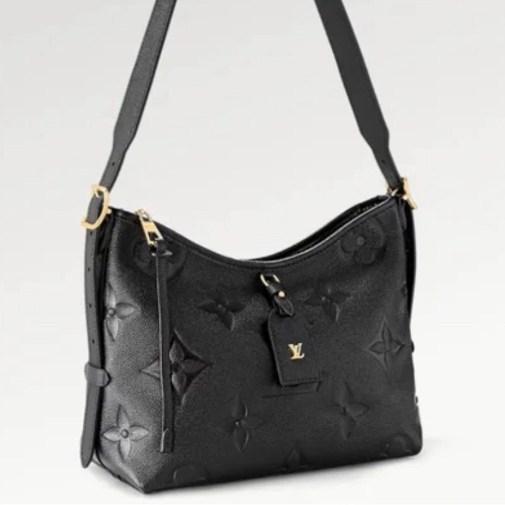 Louis Vuitton Black Embossed Monogram Shoulder Bag with Pouch - Picture 2 of 6